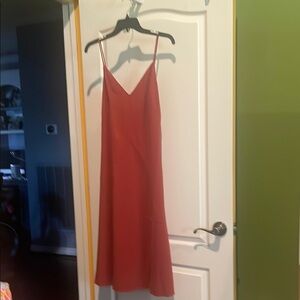Thakoon Rust  Slip Midi Dress Spaghetti Strap V-Neck Cocktail
